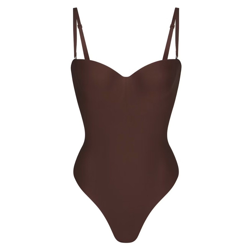 Skims Body Molded Underwire Bodysuit Cocoa Brown Thong BD-THG-9104 XS